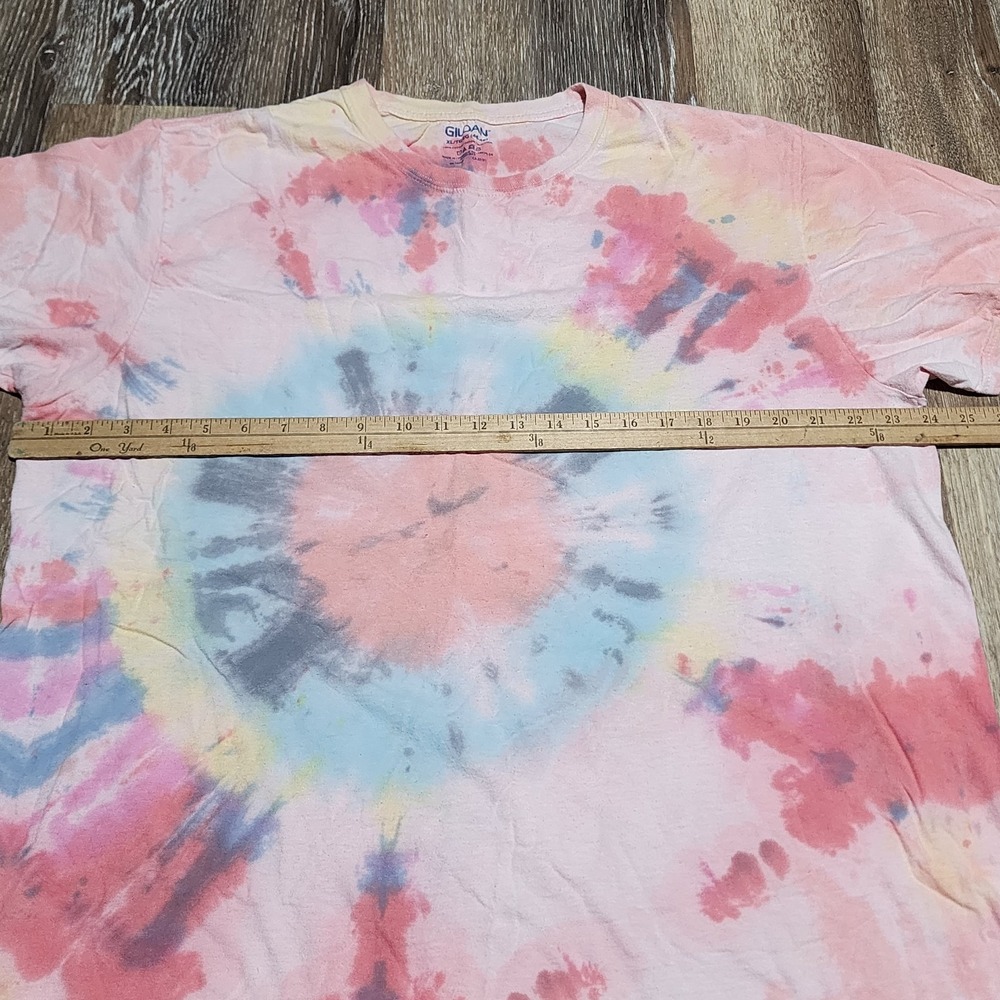Spiral Tie-Dye Shirt Mens XL Pastel Pink & Blue Short Sleeve All Cotton Y2K - Picture 4 of 5